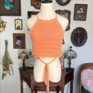 Hollister Orange Crochet Crop Top
